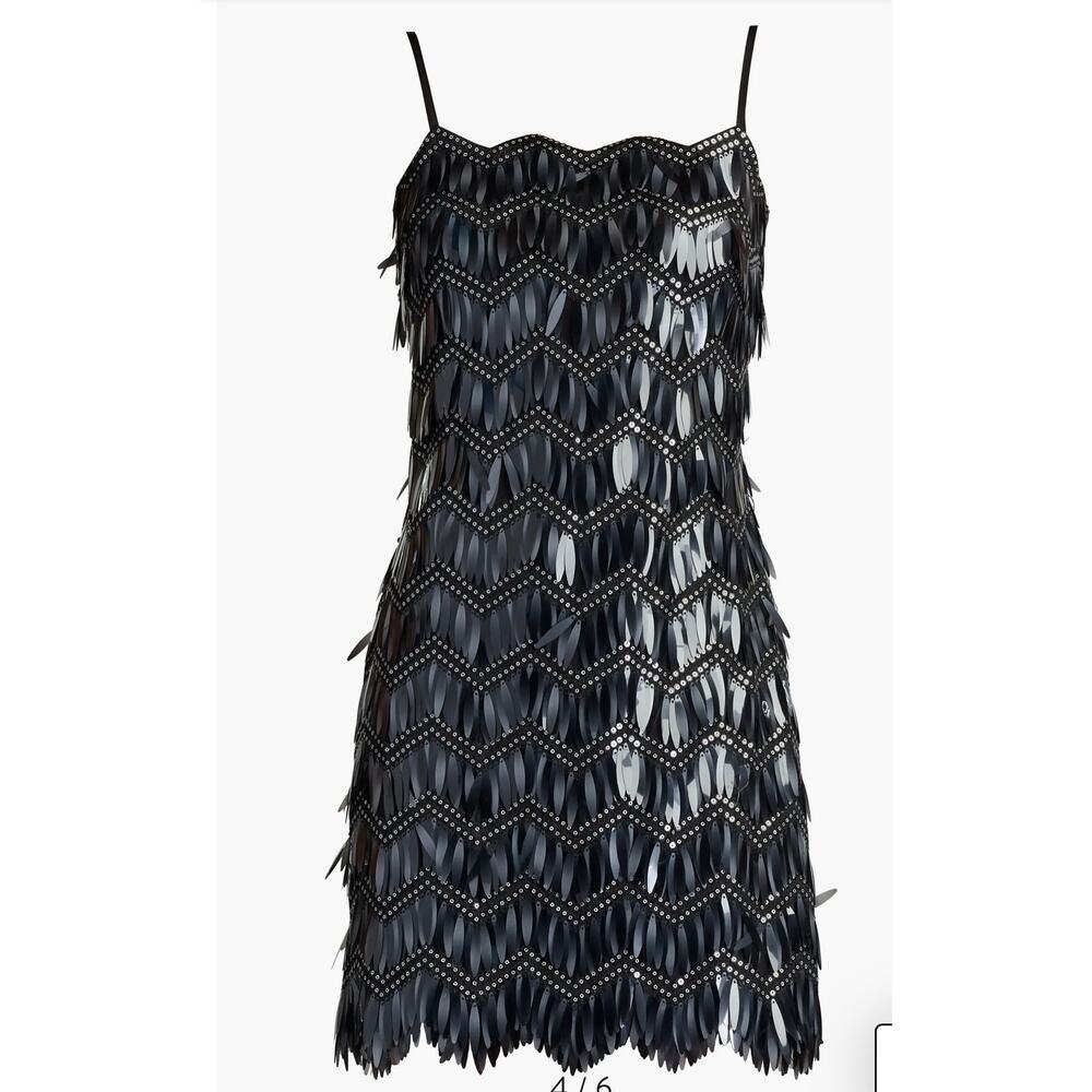 Tadashi Shoji Colie Sequin Fringe Mini Dress - Size 6 - Picture 3 of 5
